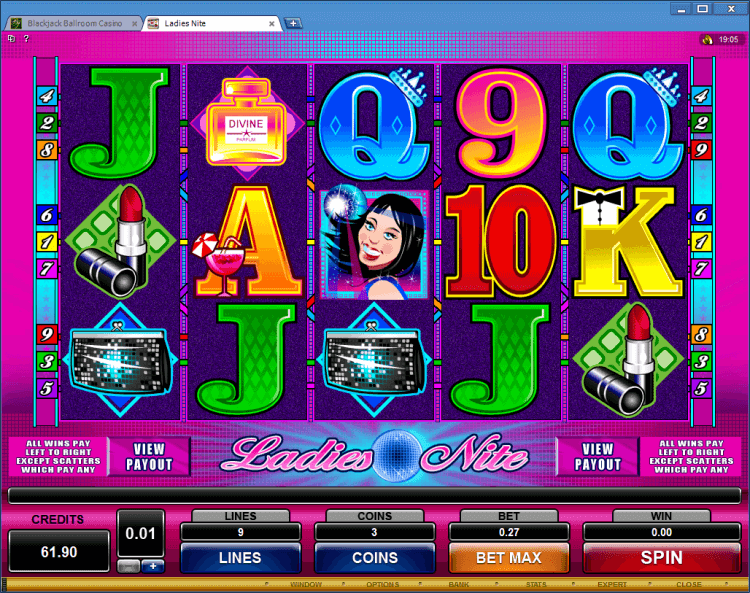 Ladies Nite regular video slot BlackJack Ballroom online casino application