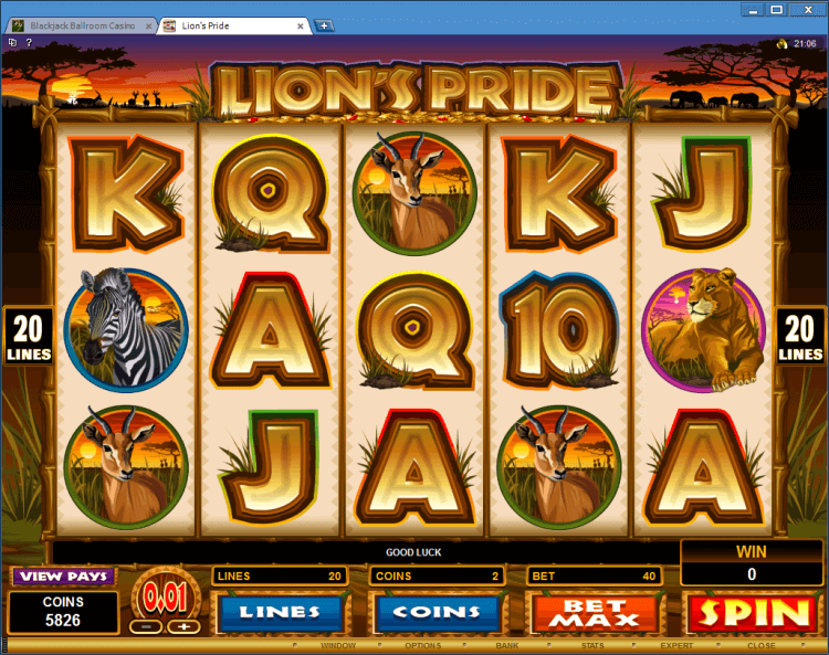 Lion&#8217;s Pride regular video slot BlackJack Ballroom gambling online casino