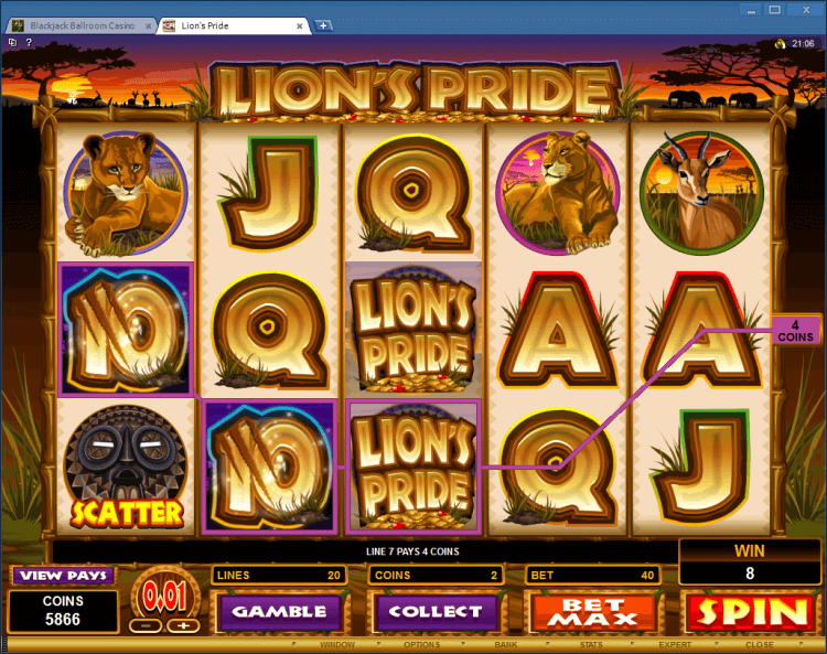 Lion&#8217;s Pride regular video slot BlackJack Ballroom gambling online casino