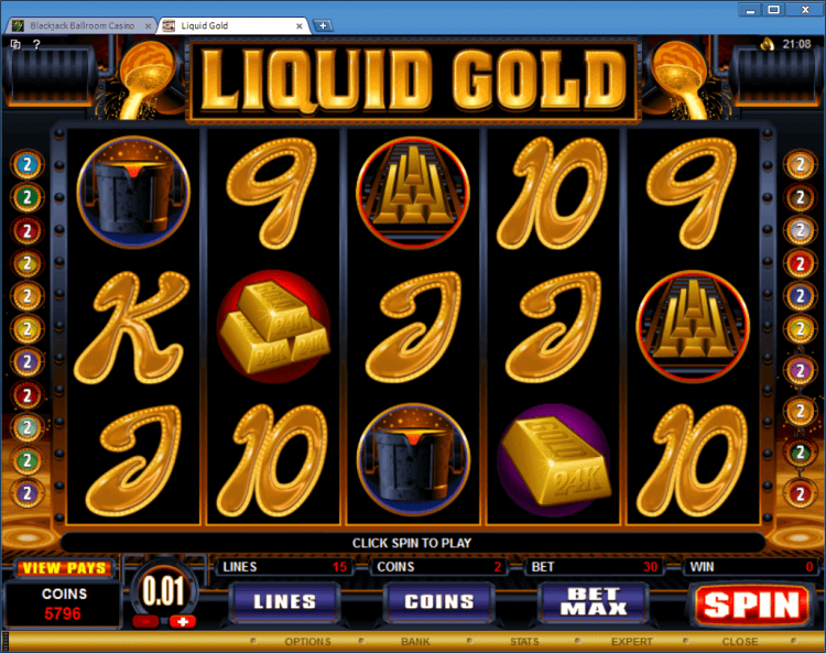 Liquid Gold bonus slot BlackJack Ballroom online casino application