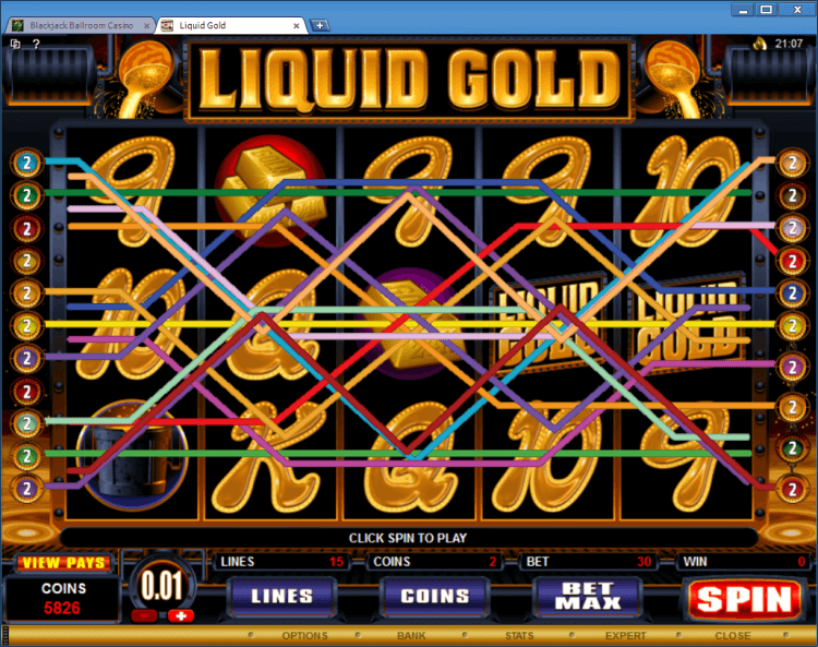 Liquid Gold bonus slot BlackJack Ballroom online casino application