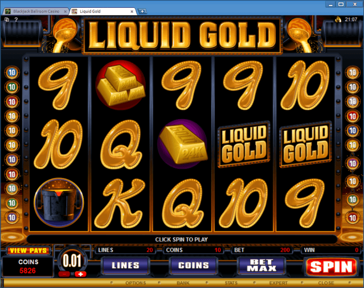 Liquid Gold bonus slot BlackJack Ballroom online casino application