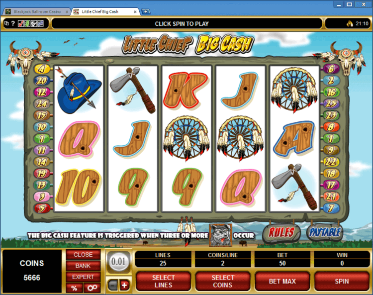 Litte Chief Big Cash bonus slot BlackJack Ballroom online casino gambling