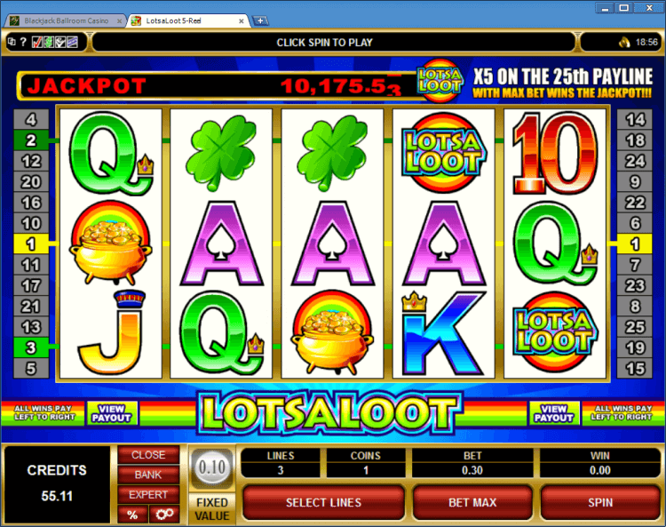 Lots a Loot progressive slot BlackJack Ballroom online casino application