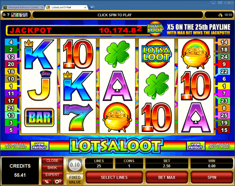 Lots a Loot progressive slot BlackJack Ballroom online casino application