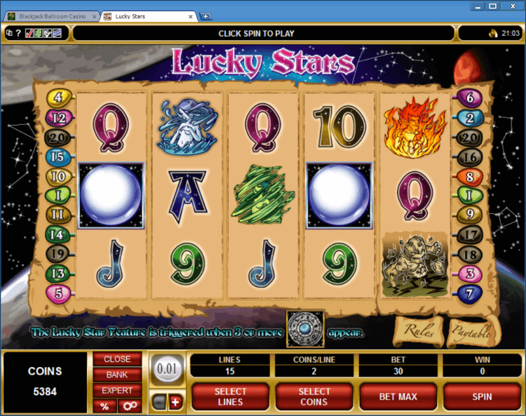 Lucky Stars bonus slot Blackjack Ballroom online casino gambling