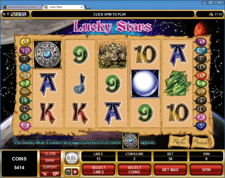 Lucky Stars bonus slot Blackjack Ballroom online casino gambling