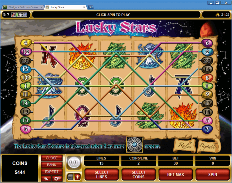 Lucky Stars bonus slot Blackjack Ballroom online casino gambling