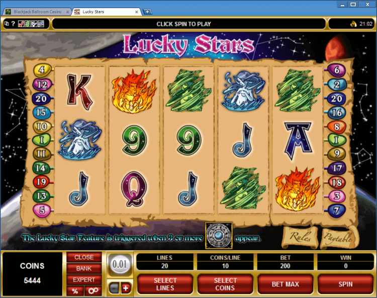Lucky Stars bonus slot Blackjack Ballroom online casino gambling