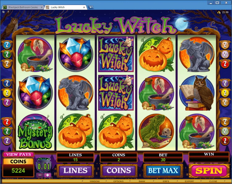 Lucky Witch bonus game BlackJack Ballroom online casino app