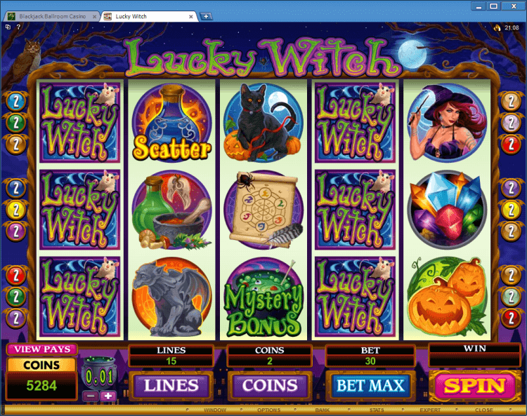 Lucky Witch bonus game BlackJack Ballroom online casino app