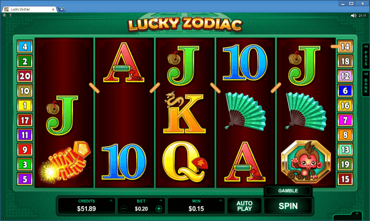 Lucky Zodiac regular video slot BlackJack Ballroom online casino gambling