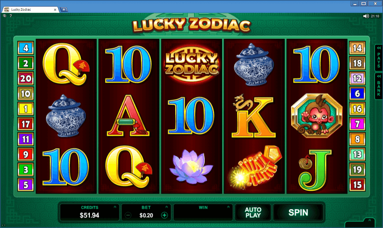 Lucky Zodiac regular video slot BlackJack Ballroom online casino gambling