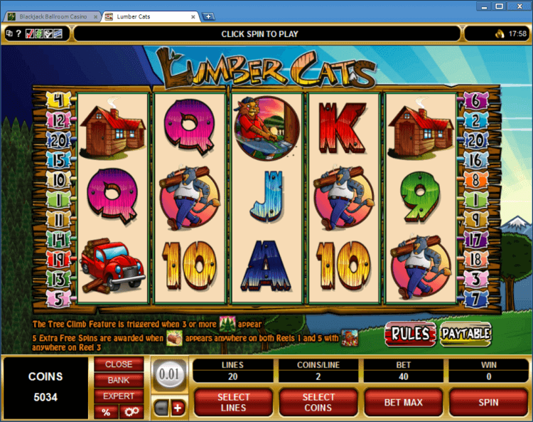 Lumber Cats bonus slot BlackJack Ballroom online gambling casino