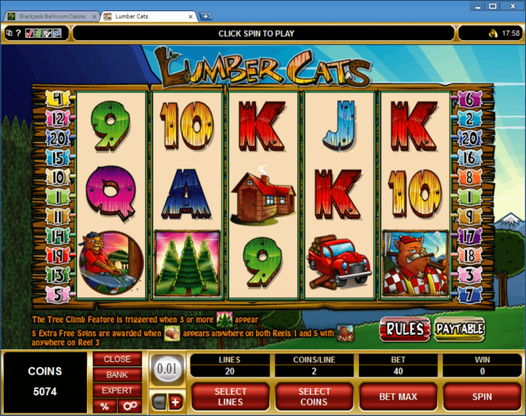 Lumber Cats bonus slot BlackJack Ballroom online gambling casino