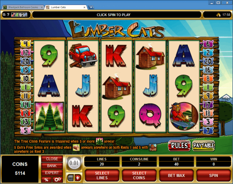 Lumber Cats bonus slot BlackJack Ballroom online gambling casino