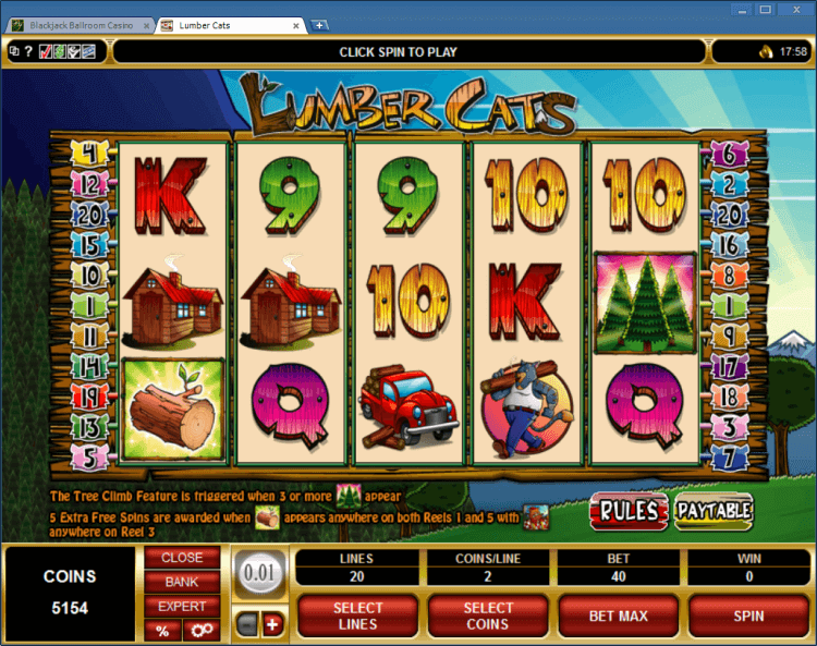 Lumber Cats bonus slot BlackJack Ballroom online gambling casino