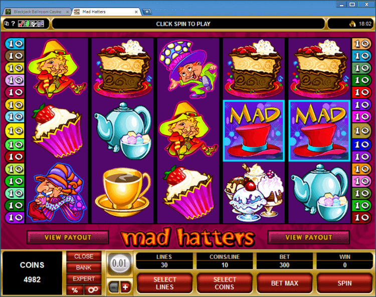 Mad Hatters bonus slot BlackJack Ballroom online gambling casino application