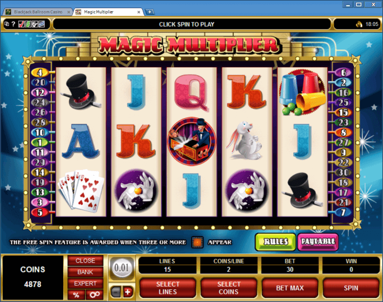 Magic Multiplier bonus slot BlackJack Ballroom online gambling casino