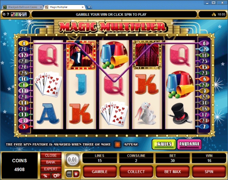 Magic Multiplier bonus slot BlackJack Ballroom online gambling casino