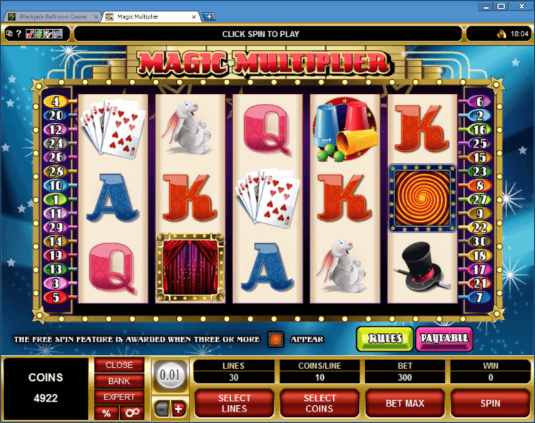 Magic Multiplier bonus slot BlackJack Ballroom online gambling casino