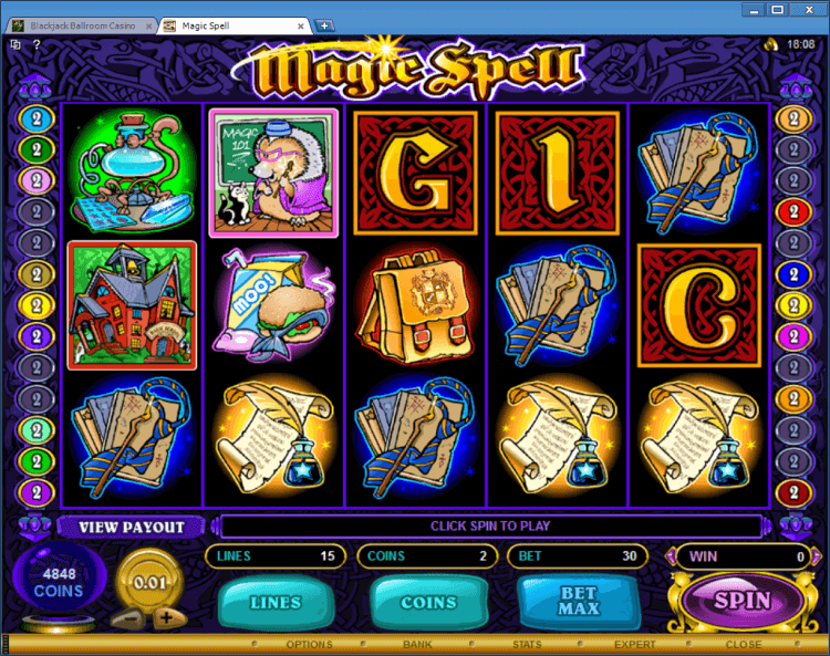 Magic Spell bonus slot BlackJack Ballroom online casino application