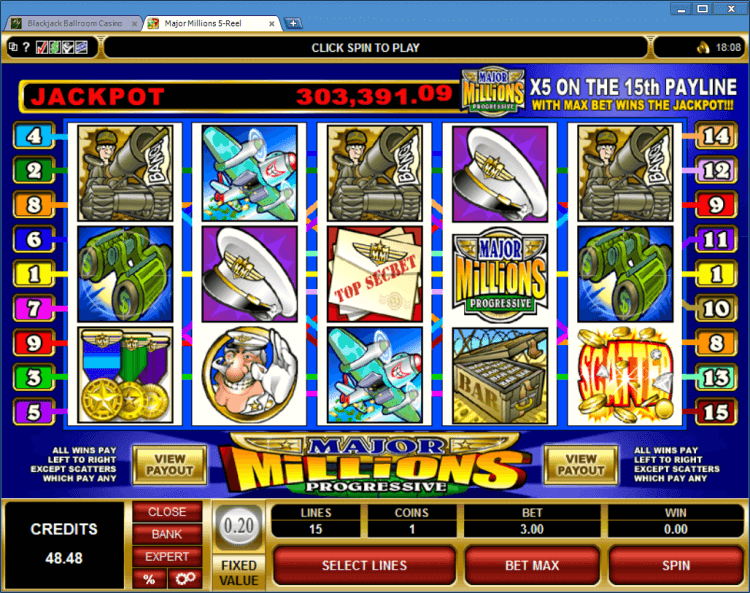 Major Millions progressive slot BlackJack Ballroom online gambling casino app