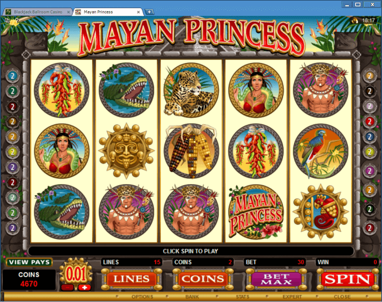 Mayan Princess regular video slot BlackJack Ballroom online casino gambling