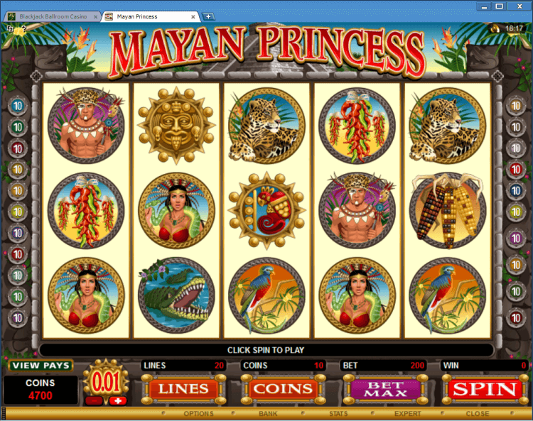 Mayan Princess regular video slot BlackJack Ballroom online casino gambling