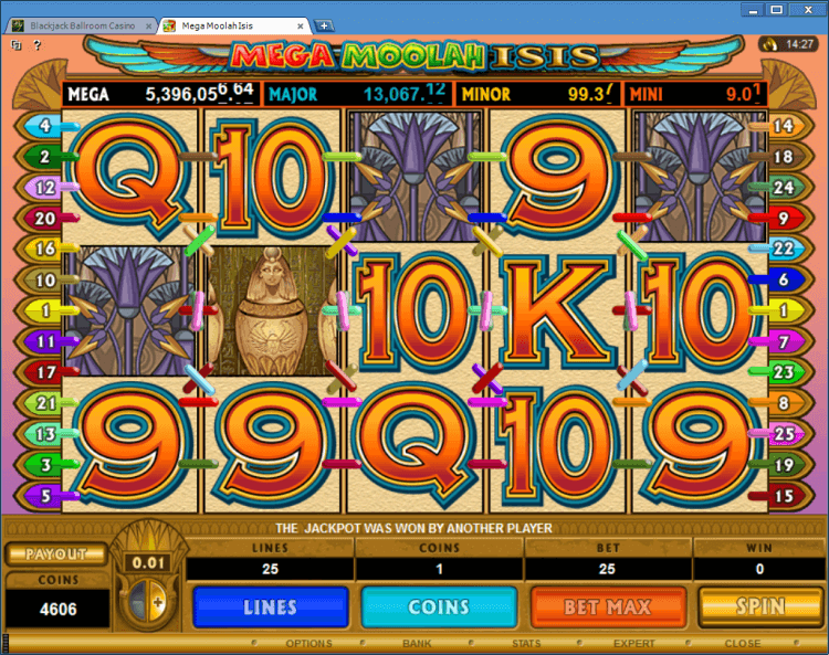 Mega Moolah Isis progressive slot BlackJack Ballroom online casino app