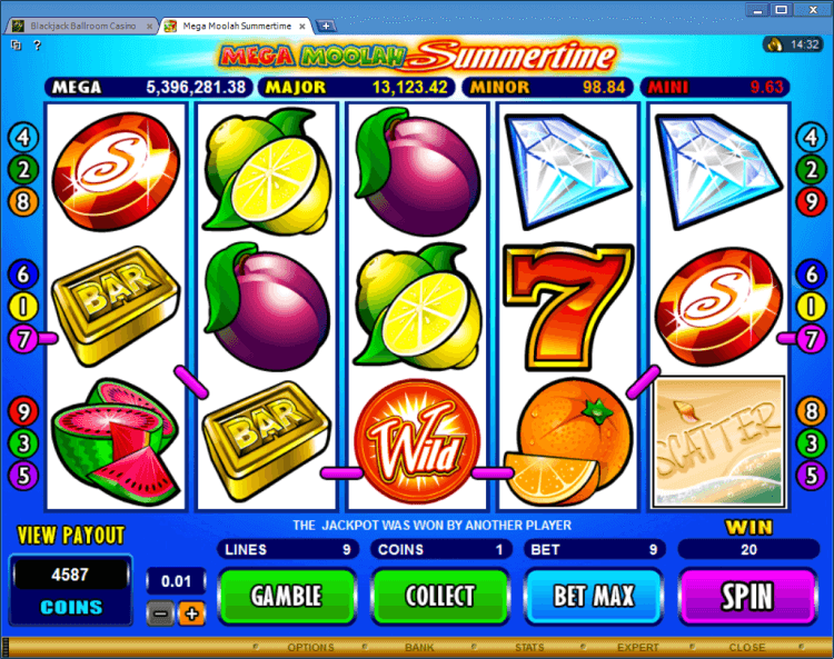 Mega Moolah Summertime progressive slot BlackJack Ballroom online casino app