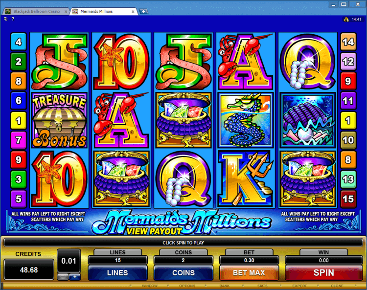 Mermaids Millions bonus slot BlackJack Ballroom online casino gambling
