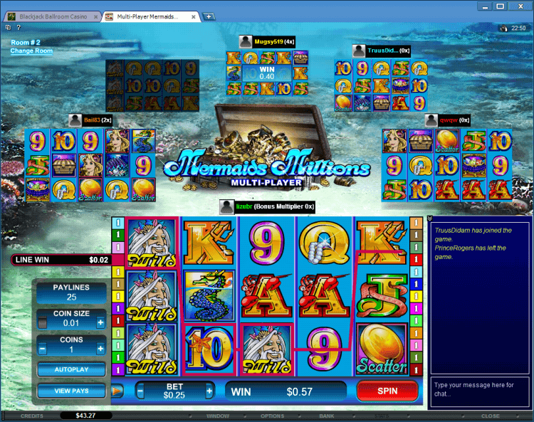 Mermaids Millions Multi-Player slot BlackJack Ballroom online gambling