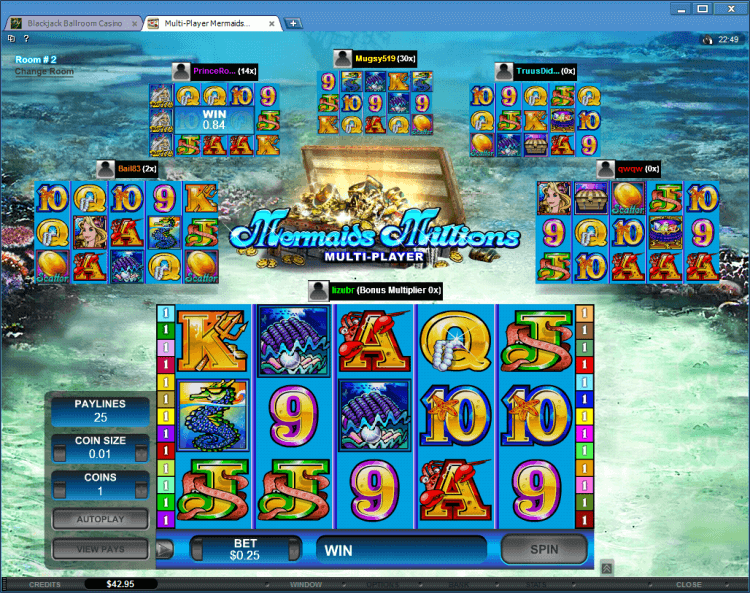 Mermaids Millions Multi-Player slot BlackJack Ballroom online gambling