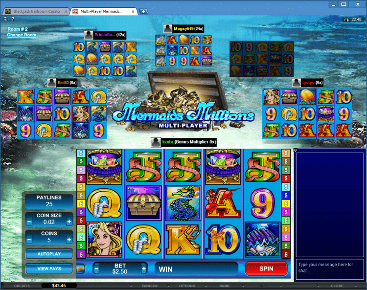 Mermaids Millions Multi-Player slot BlackJack Ballroom online gambling