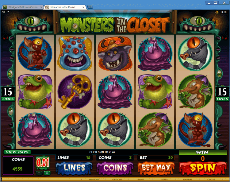 Monster in the Closet bonus slot MlackJack Ballroom online casino app