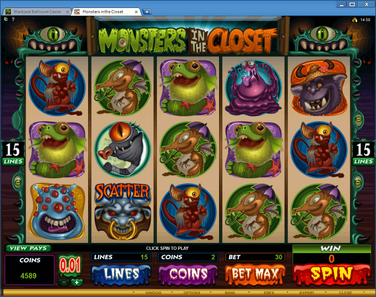 Monster in the Closet bonus slot MlackJack Ballroom online casino app