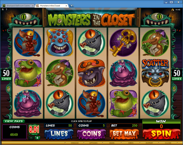 Monster in the Closet bonus slot MlackJack Ballroom online casino app