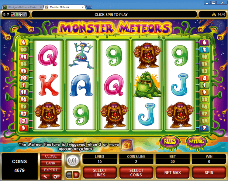 Monster Meteors bonus slot BlackJack Ballroom online gambling casino
