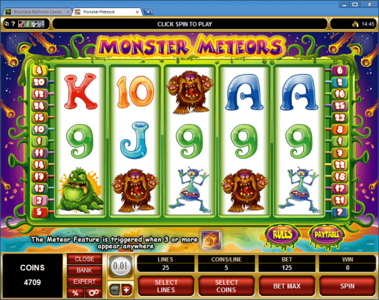 Monster Meteors bonus slot BlackJack Ballroom online gambling casino