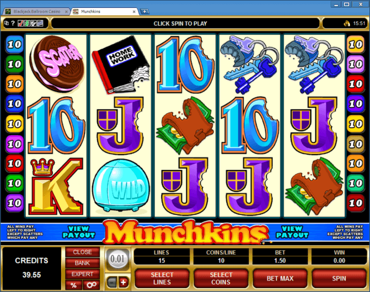 Munchkins regular video slot BlackJack Ballroom online casino gambling