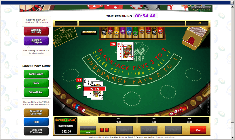 My nut hand at the Vegas Strip BlackJack online casino game
