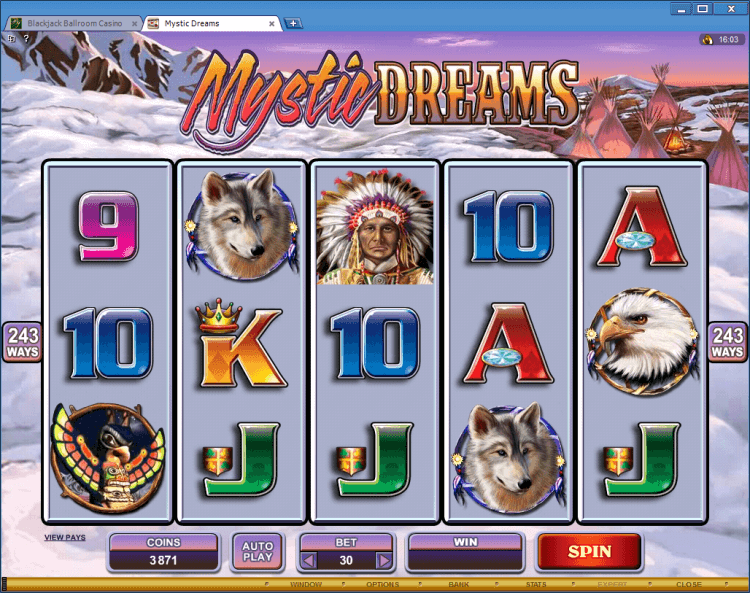 Mystic Dreams bonus slot BlackJack Ballroom online casino app