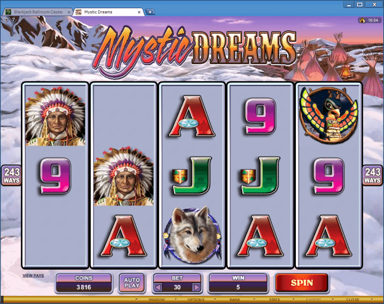 Mystic Dreams bonus slot BlackJack Ballroom online casino app