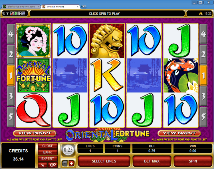 Oriental Fortune regular video slot BlackJack Ballroom online casino gamble