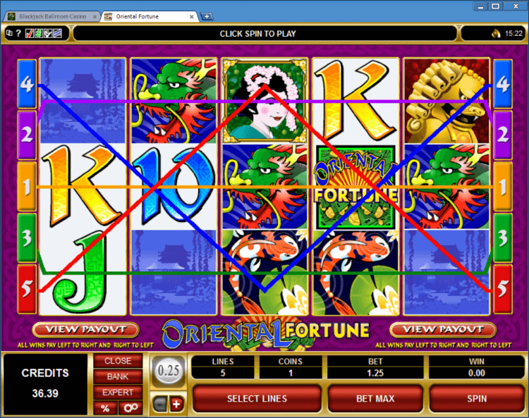 Oriental Fortune regular video slot BlackJack Ballroom online casino gamble