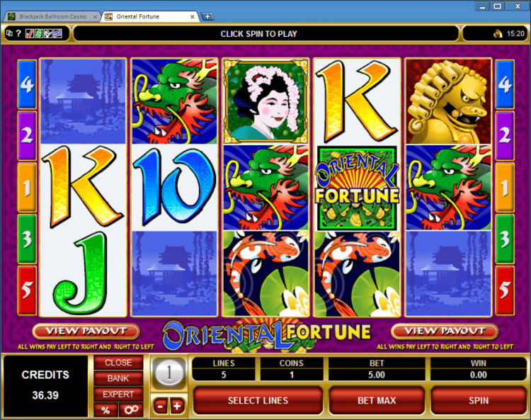 Oriental Fortune regular video slot BlackJack Ballroom online casino gamble