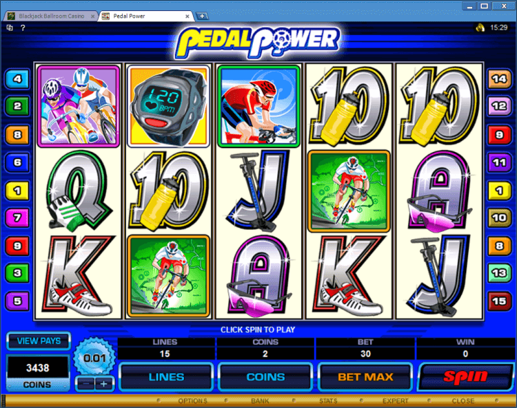 Pedal Power bonus slot BlackJack Ballroom online casino gambling