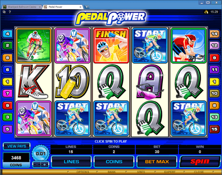 Pedal Power bonus slot BlackJack Ballroom online casino gambling