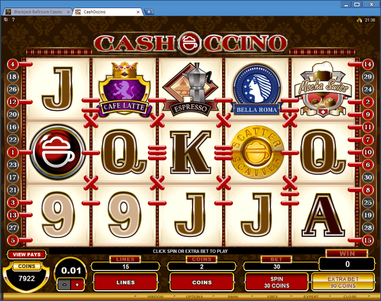 Regular Video Slot CashOccino application BlackJack Ball room